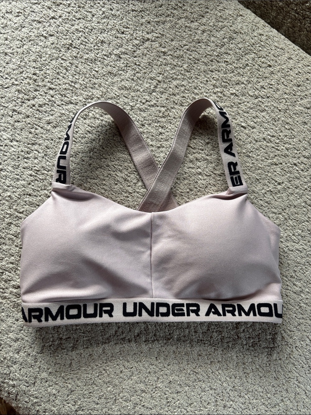 Under Armour Pale Pink Crisscross Sports Bra with Branded Band